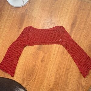Women's cropped Red Knit Sweater